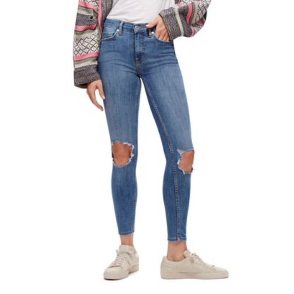 Free People Womens Busted Knee Skinny Fit Jeans